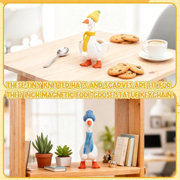 Set mit 30 Miniatur-Gans-Outfits für den Schreibtisch, 18 cm, mit Mützen und Schals