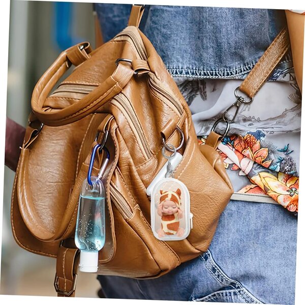 WOONEKY 4 Pochette Trasparente con Porta Chiavi per Figurine e Mini Pupazzi