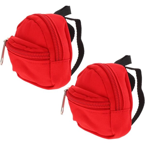 Set 2 Mini Zaini Rossi per Bambole, Accessori Costume e Viaggio per Bambini