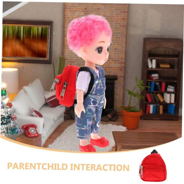 Set 2 Mini Zaini Rossi per Bambole, Accessori Costume e Viaggio per Bambini