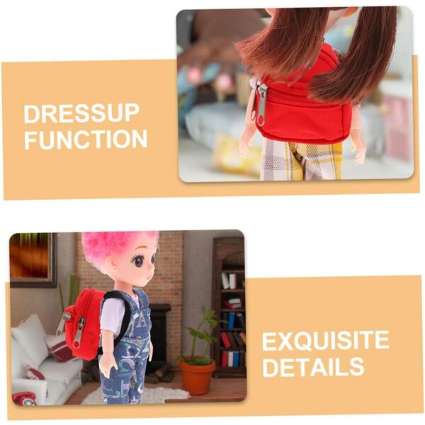Set 2 Mini Zaini Rossi per Bambole, Accessori Costume e Viaggio per Bambini