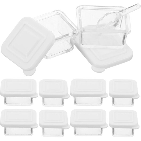 Set mit 12 Miniatur-Zubehörteilen für Puppenhäuser, transparente Lebensmittelbehälter