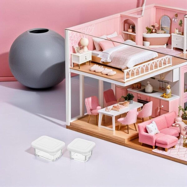 Set mit 12 Miniatur-Zubehörteilen für Puppenhäuser, transparente Lebensmittelbehälter