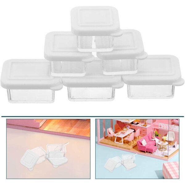 Set mit 12 Miniatur-Zubehörteilen für Puppenhäuser, transparente Lebensmittelbehälter