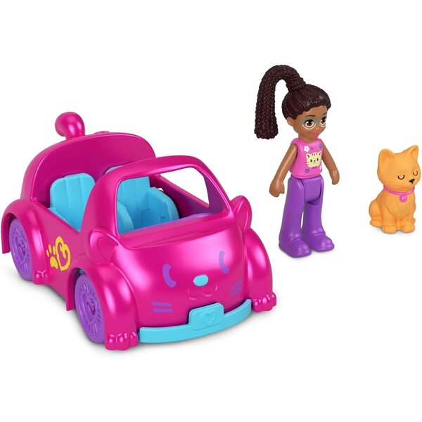 Polly Pocket Kitten Vehicle mit 2 Sitzen, Kreativspiel für Mädchen ab 4 Jahren