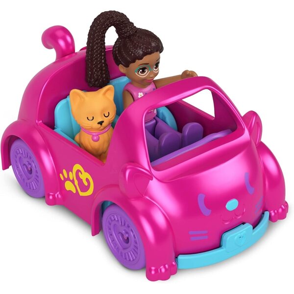 Polly Pocket Kitten Vehicle mit 2 Sitzen, Kreativspiel für Mädchen ab 4 Jahren