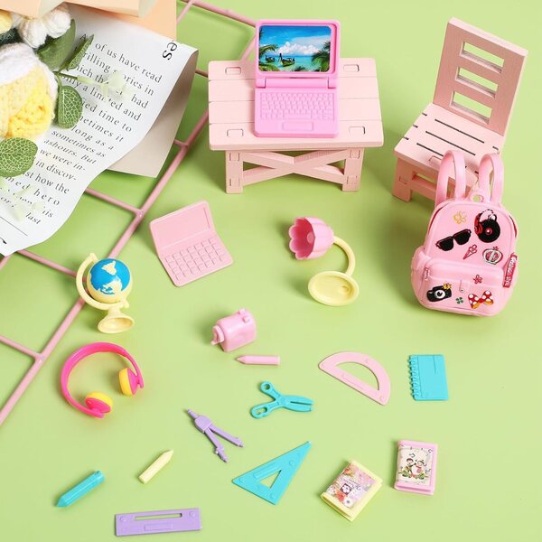 Mini kit di cancelleria per case delle bambole: 18 accessori scolastici realistici in PVC