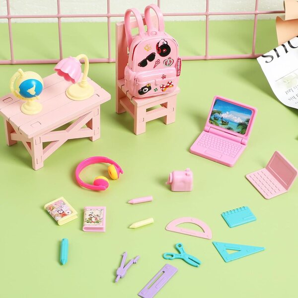 Mini kit di cancelleria per case delle bambole: 18 accessori scolastici realistici in PVC