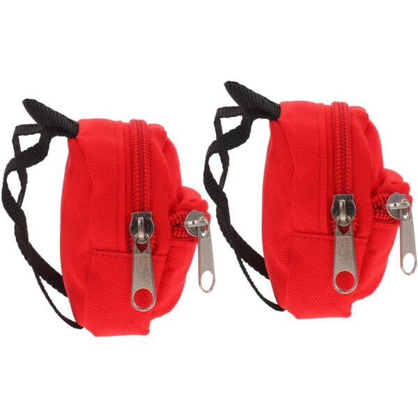 Set mit 2 roten Mini-Rucksäcken für Puppen, tragbares Zubehör für interaktive Spiele für Kinder