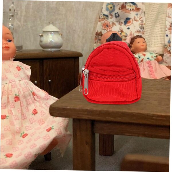 Set mit 2 roten Mini-Rucksäcken für Puppen, tragbares Zubehör für interaktive Spiele für Kinder