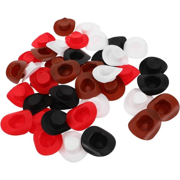 PartyKindom 40 Mini Chapeaux Cowgirl in Plastica per bamboles Stile Western Multicolore