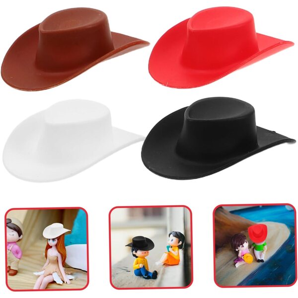 PartyKindom 40 Mini-Cowgirl-Chapeaus aus Kunststoff für Puppen im Western-Stil, mehrfarbig