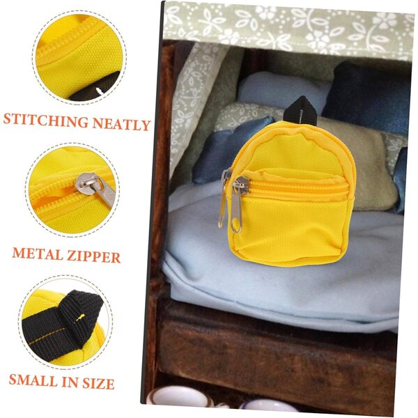 Mini sac à dos giallo in polyester per bambole - accessorio decorativo e ludico