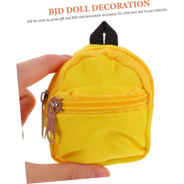 Mini sac à dos giallo in polyester per bambole - accessorio decorativo e ludico