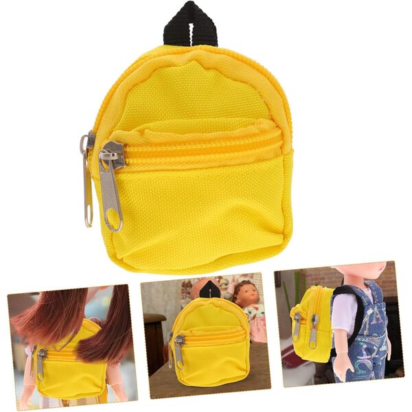 Mini sac à dos giallo in polyester per bambole - accessorio decorativo e ludico