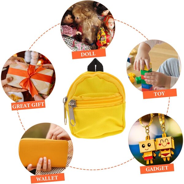 Mini sac à dos giallo in polyester per bambole - accessorio decorativo e ludico