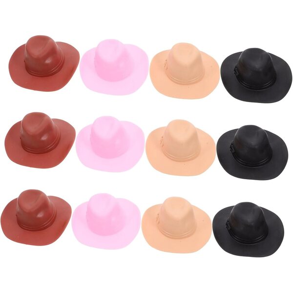 GALPADA 12 Mini Chapeaux Cowboy per bambole 7x7x3 cm in Plastica Colorati per Artigianato