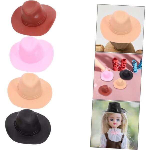 GALPADA 12 Mini Chapeaux Cowboy per bambole 7x7x3 cm in Plastica Colorati per Artigianato