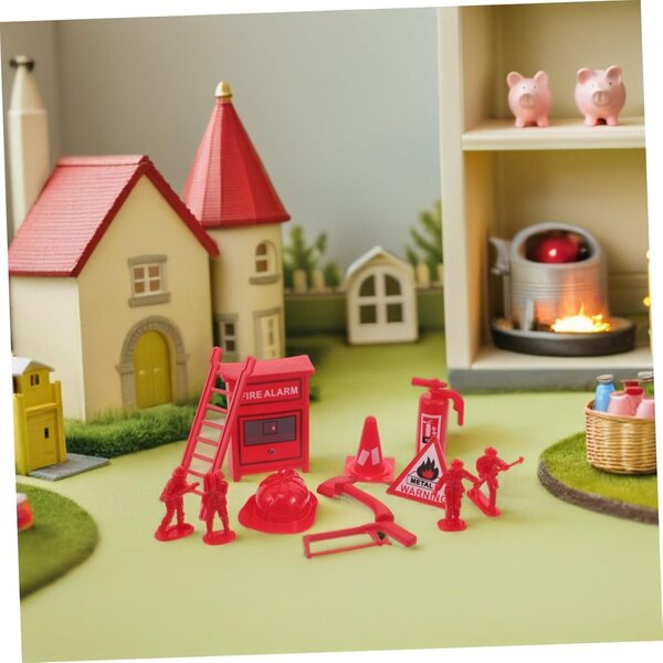 Set mit 5 ERINGOGO Mini-Feuerwehrmann-Spielzeug-Feuerlöschern für Rollenspiele und Puppenhaus