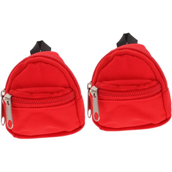 ERINGOGO Mini Zaini per Bambole 2pz con Zip, Accessorio Gioco Costume Rosso