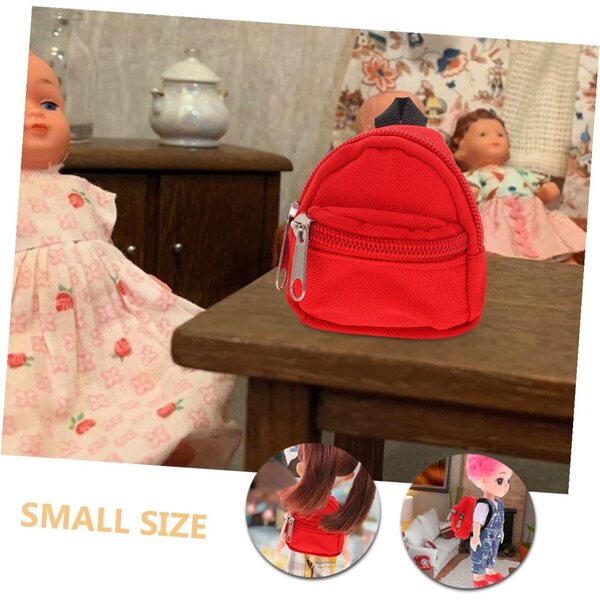 ERINGOGO Mini Zaini per Bambole 2pz con Zip, Accessorio Gioco Costume Rosso