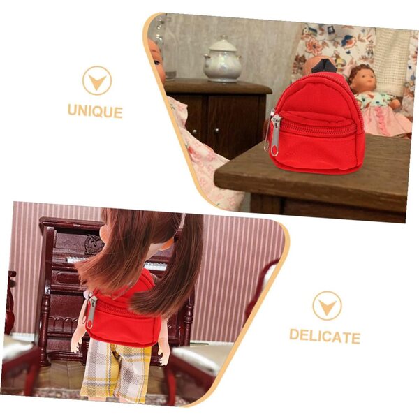 ERINGOGO Mini Zaini per Bambole 2pz con Zip, Accessorio Gioco Costume Rosso