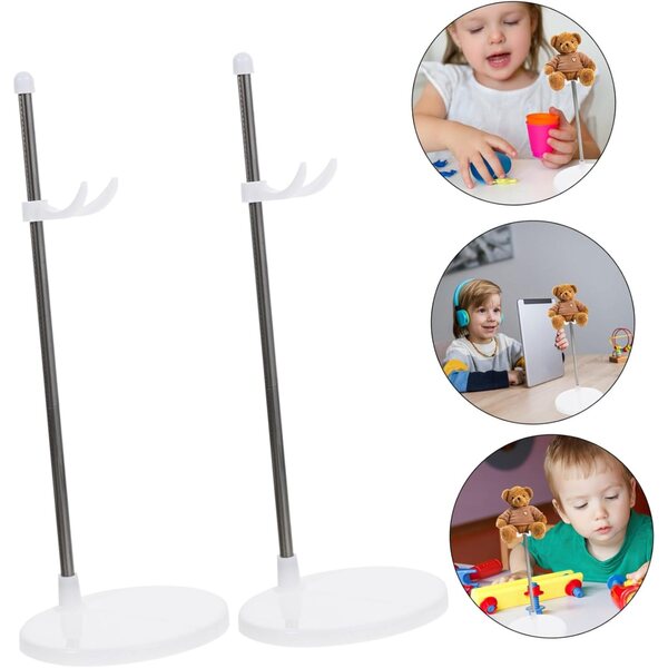 ABOOFAN Set 3 Supporti Regolabili per Bambole in Plastica Bianca, Stabile e Portatile