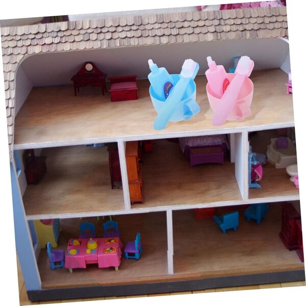 Set mit 2 Badezimmer-Miniatur-Zubehörsets für 18-Zoll-Puppen – kreatives Nachahmungsspiel