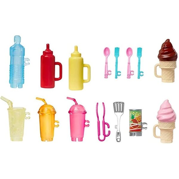Offizielle Barbie Fresh 'n Fun Food Truck-Ersatzteile: Gläser, Eis und Besteck