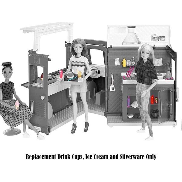 Offizielle Barbie Fresh 'n Fun Food Truck-Ersatzteile: Gläser, Eis und Besteck