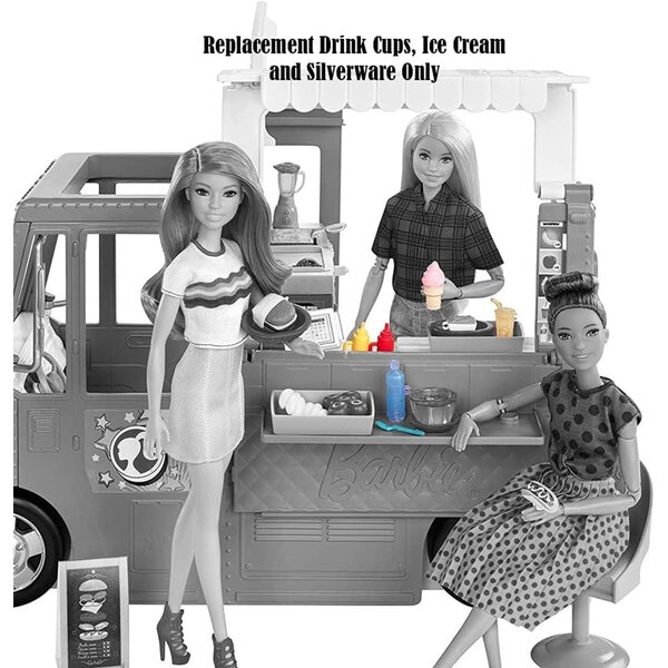Offizielle Barbie Fresh 'n Fun Food Truck-Ersatzteile: Gläser, Eis und Besteck