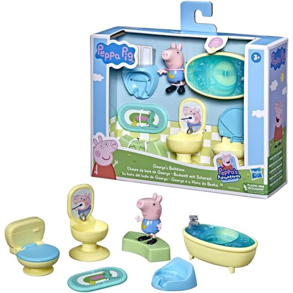 Peppa Pig Little Spaces George's Bathtime Set con 6 Accessori Gioco Originale