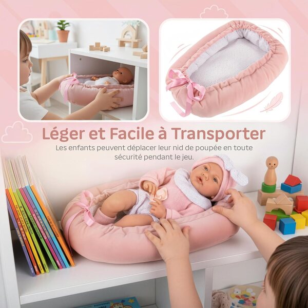 Kinderplay Wende-Transporttasche für 43 cm große Puppen, gemütliches Kinderzimmer und Reisebett