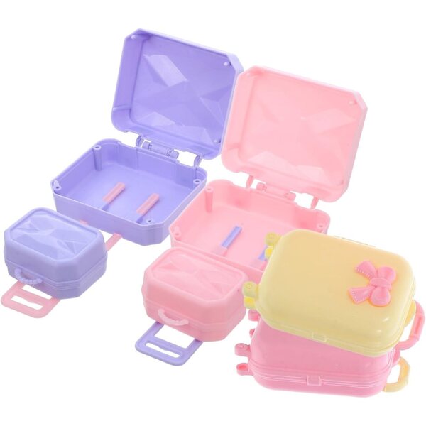 Set mit 4 Miniaturkoffern für 30-cm-Puppen aus farbigem Kunststoff, leicht zu transportieren