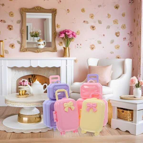 Set mit 4 Miniaturkoffern für 30-cm-Puppen aus farbigem Kunststoff, leicht zu transportieren