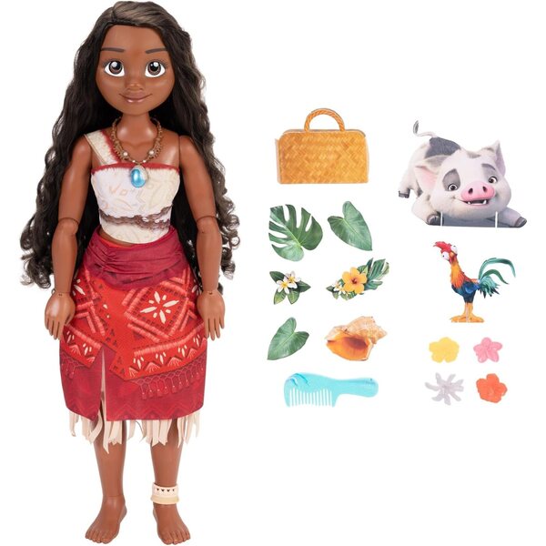 Vaiana Playdate 81 cm große Disney-Puppe – lebensgroß und beweglich, Stoffkleid