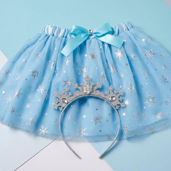 Blaues Frozen-Accessoires-Set für Mädchen mit Rock und Stirnband – 2-teilig