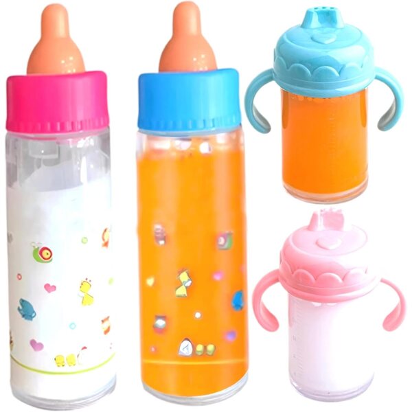 6-teiliges Puppenflaschenset mit Flüssigkeitsverschwindungseffekt, Kinderspielzubehör