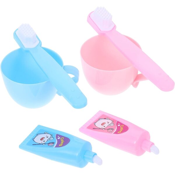 ERINGOGO Set 2 Accessori Mini per Bagno bambole 45 cm, Spazzolino e Dentifricio Rosa