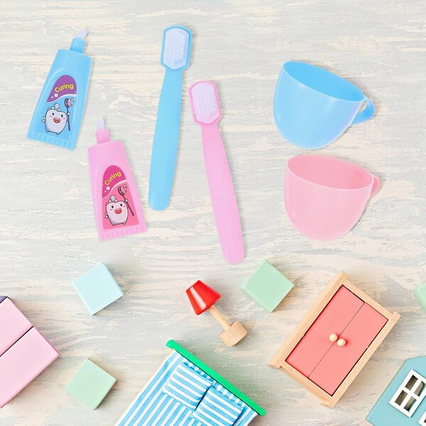 ERINGOGO Set 2 Accessori Mini per Bagno bambole 45 cm, Spazzolino e Dentifricio Rosa