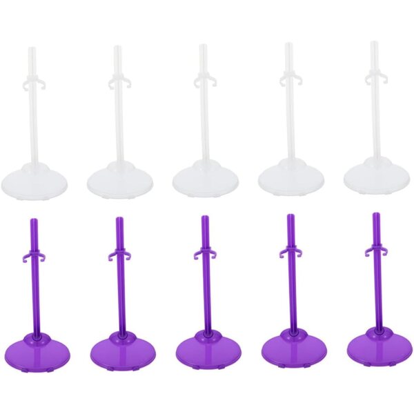 Set 30 Supporti per Bambole con Clip Trasparenti per Esposizione e Gioco