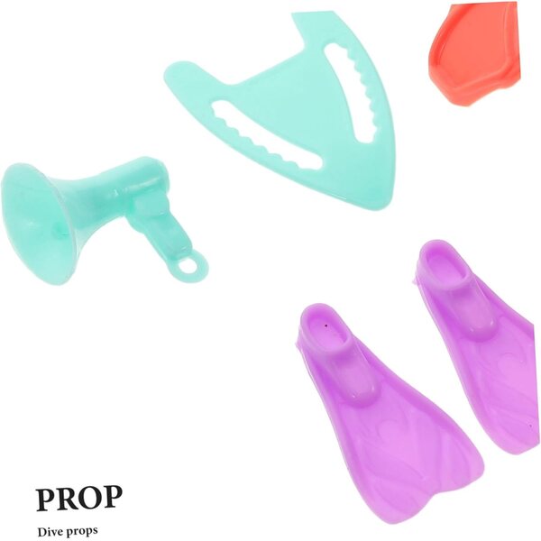 Set 6 Accessori Mini Immersione per Bambole Kit Giochi di Piscina Colorati