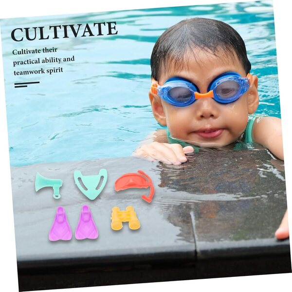 Set 6 Accessori Mini Immersione per Bambole Kit Giochi di Piscina Colorati