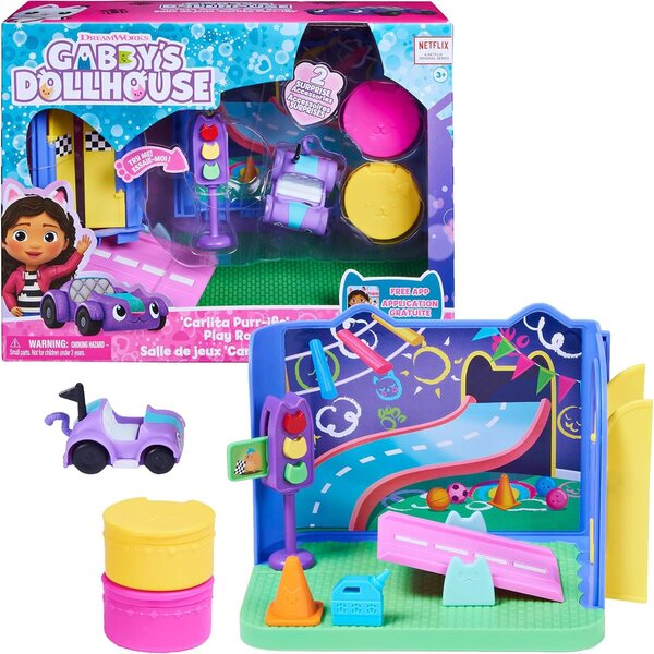 Gabby Deluxe Puppenhaus-Spielset, dunkelblaues Badezimmer und Chabriolette-Spielzimmer