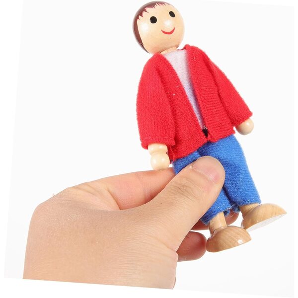 Figurine Famiglia in Legno Miniature per Bambini 6 Pezzi - Gioco Educativo e Motricità