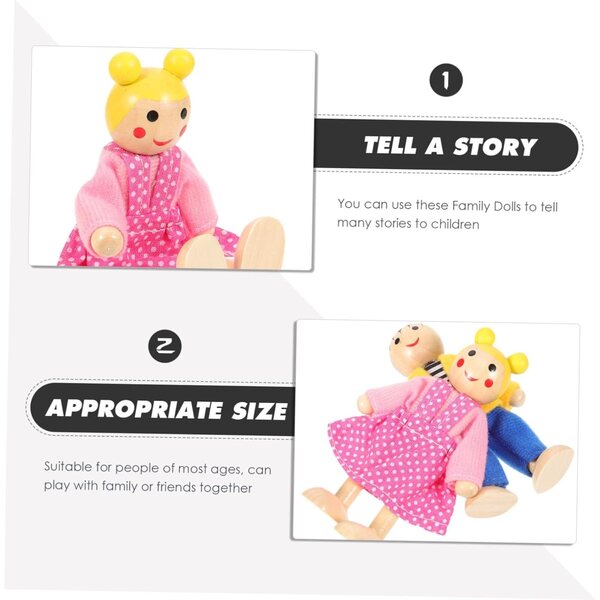 Figurine Famiglia in Legno Miniature per Bambini 6 Pezzi - Gioco Educativo e Motricità
