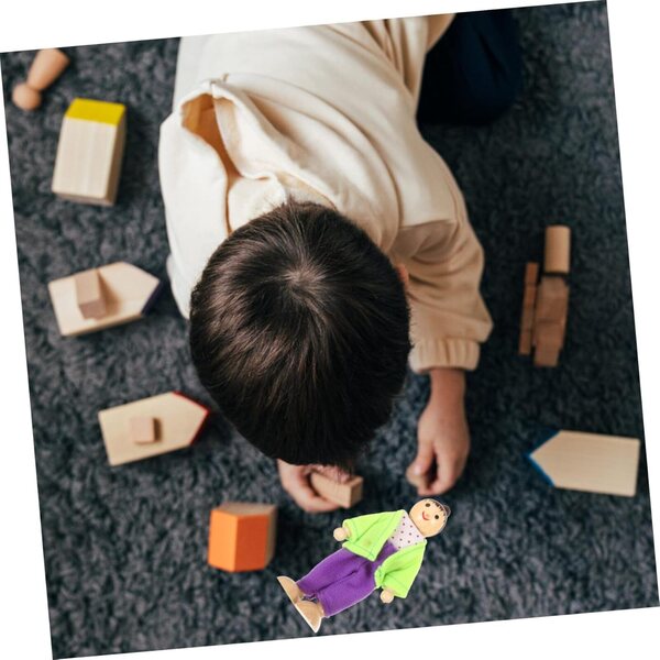 Figurine Famiglia in Legno Miniature per Bambini 6 Pezzi - Gioco Educativo e Motricità