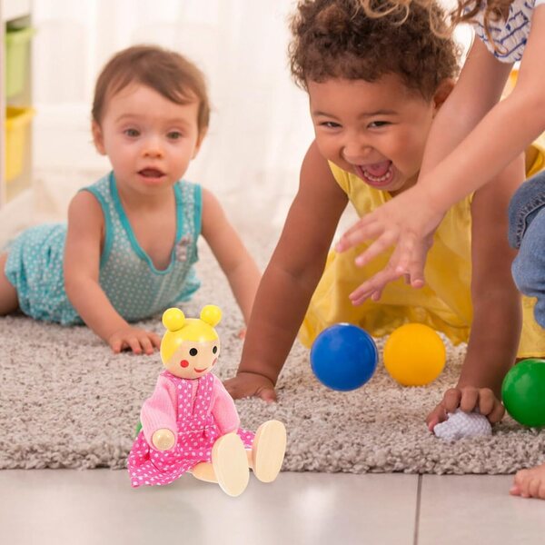 Set mit 6 beweglichen Holzfiguren für Puppenhäuser, Rollenspiel für Kinder
