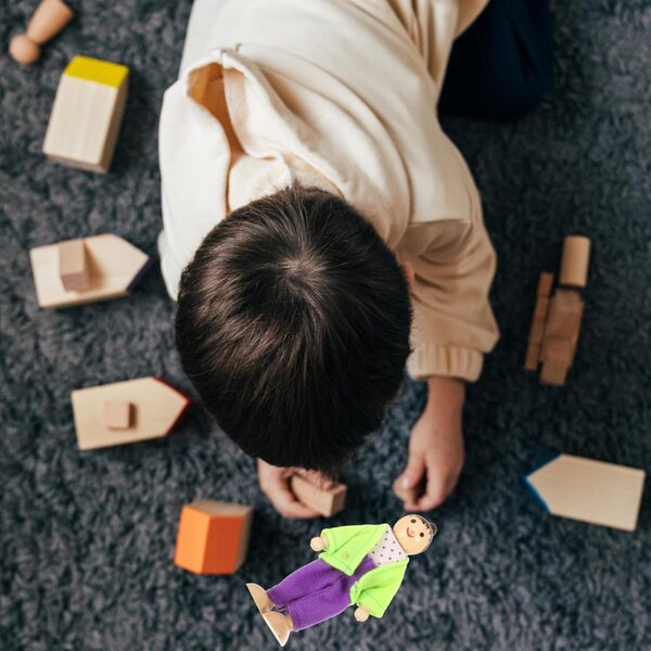 Set mit 6 beweglichen Holzfiguren für Puppenhäuser, Rollenspiel für Kinder
