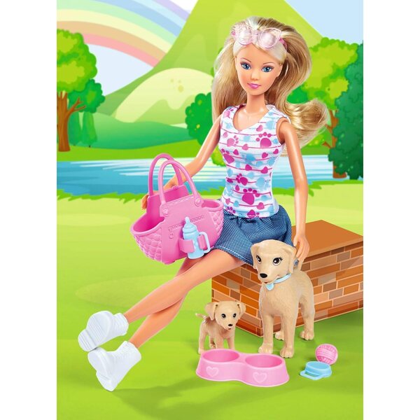 Steffi Love Simba mit Welpen und Modeaccessoires, 29 cm große Puppen für Kinder ab 3 Jahren